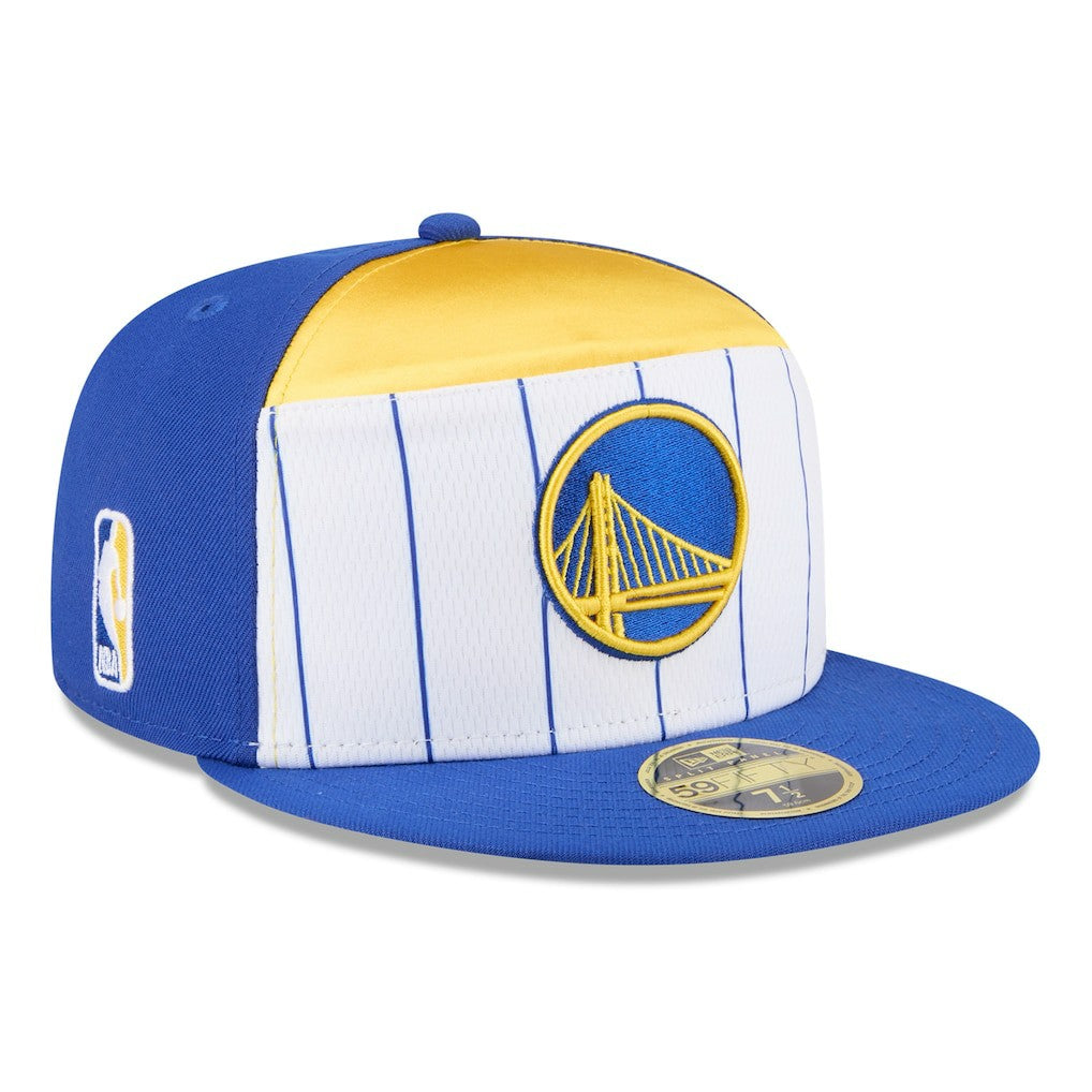 Golden State Warriors 2025 NBA Tip Off Split Panel 59FIFTY Fitted Hat for sale White/Royal | New Era Lifestyle