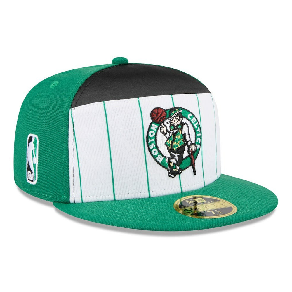 Boston Celtics 2025 NBA Tip Off Split Panel 59FIFTY Fitted Hat White/Kelly Green | New Era Near Me