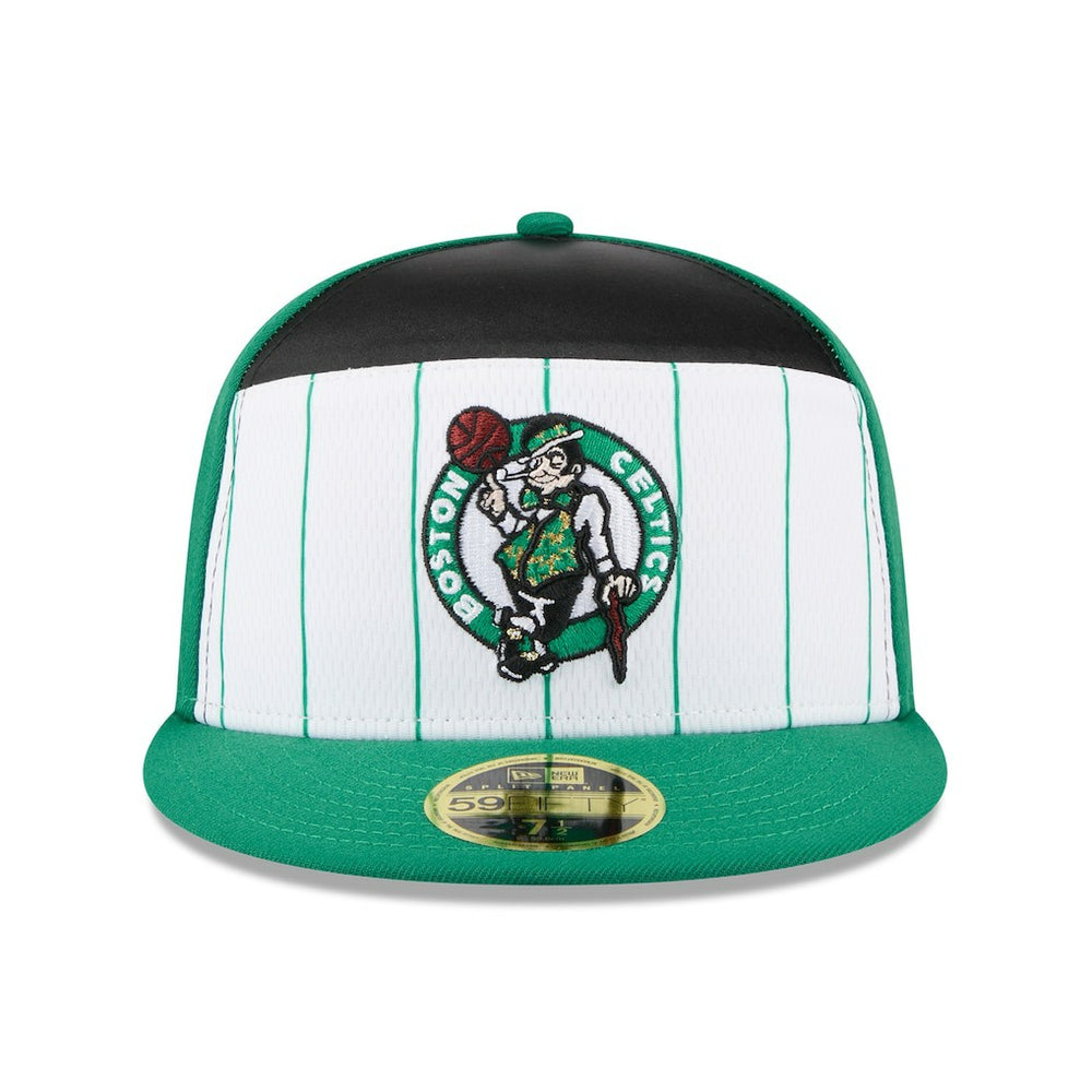 Boston Celtics 2025 NBA Tip Off Split Panel 59FIFTY Fitted Hat White/Kelly Green | New Era Near Me