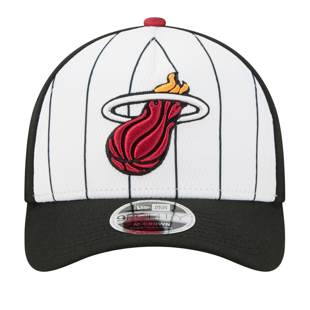 Miami Heat 2025 NBA Tip Off M-Crown A-Frame 9FORTY Adjustable Hat White/Black | New Era US