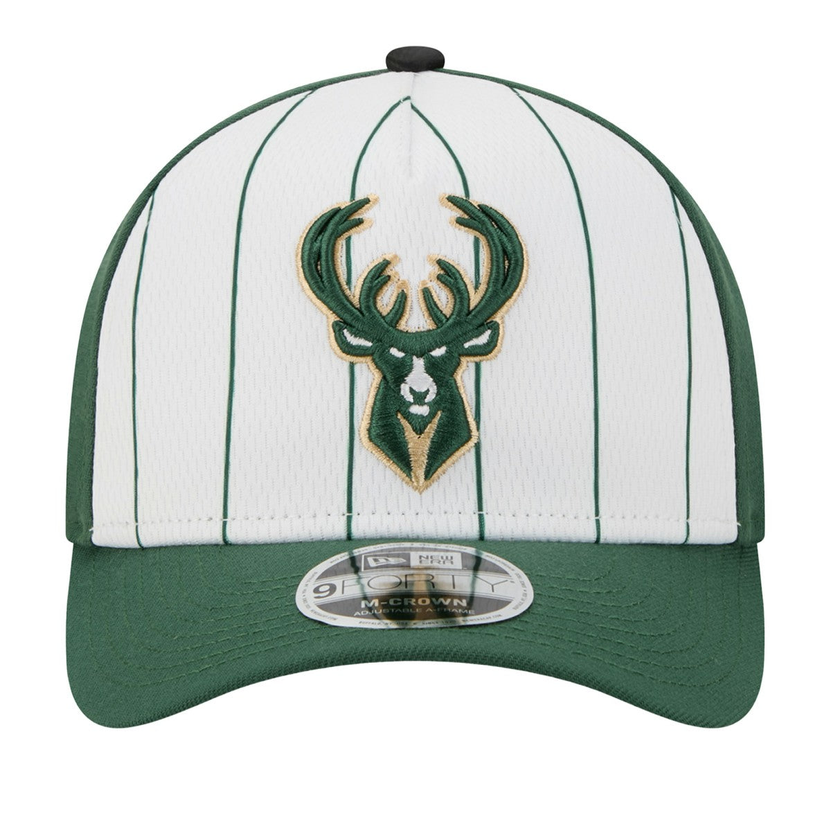 Milwaukee Bucks 2025 NBA Tip Off M-Crown A-Frame 9FORTY Adjustable Hat White/Hunter Green | New Era for sale