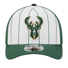 Milwaukee Bucks 2025 NBA Tip Off M-Crown A-Frame 9FORTY Adjustable Hat White/Hunter Green | New Era for sale