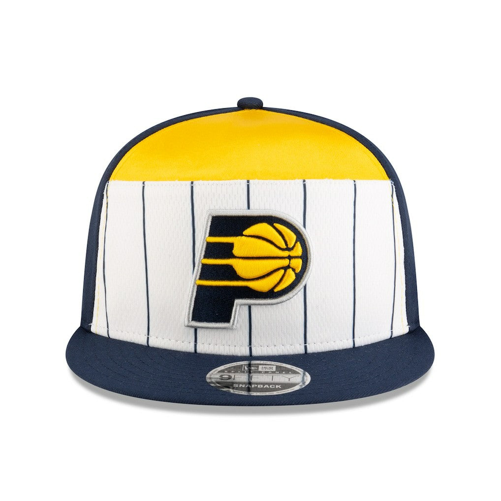 Indiana Pacers 2025 NBA Tip Off Split Panel 9FIFTY Snapback Hat White/Navy | New Era Near Me