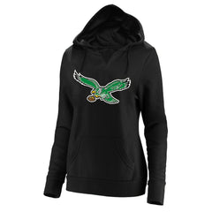 Fanatics Philadelphia Eagles Women's Plus Size Throwback Logo V-Neck Pullover Hoodie Black