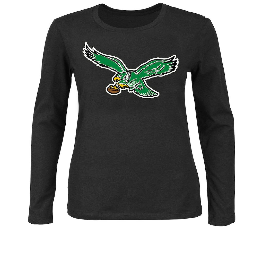 Fanatics Philadelphia Eagles Women's Plus Size Scoop Neck Long Sleeve T-Shirt Black