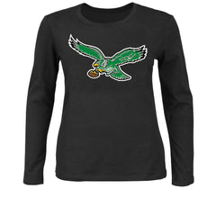 Fanatics Philadelphia Eagles Women's Plus Size Scoop Neck Long Sleeve T-Shirt Black