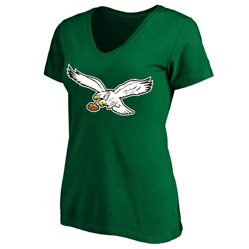 Fanatics Philadelphia Eagles Women's Plus Size Vintage Logo V-Neck T-Shirt Kelly Green