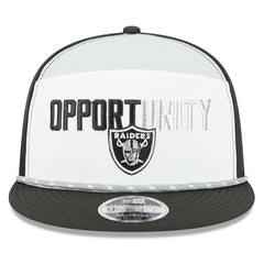 Las Vegas Raiders New Era 2025 Inspire Change Split Panel 9FIFTY Snapback Hat White/Black