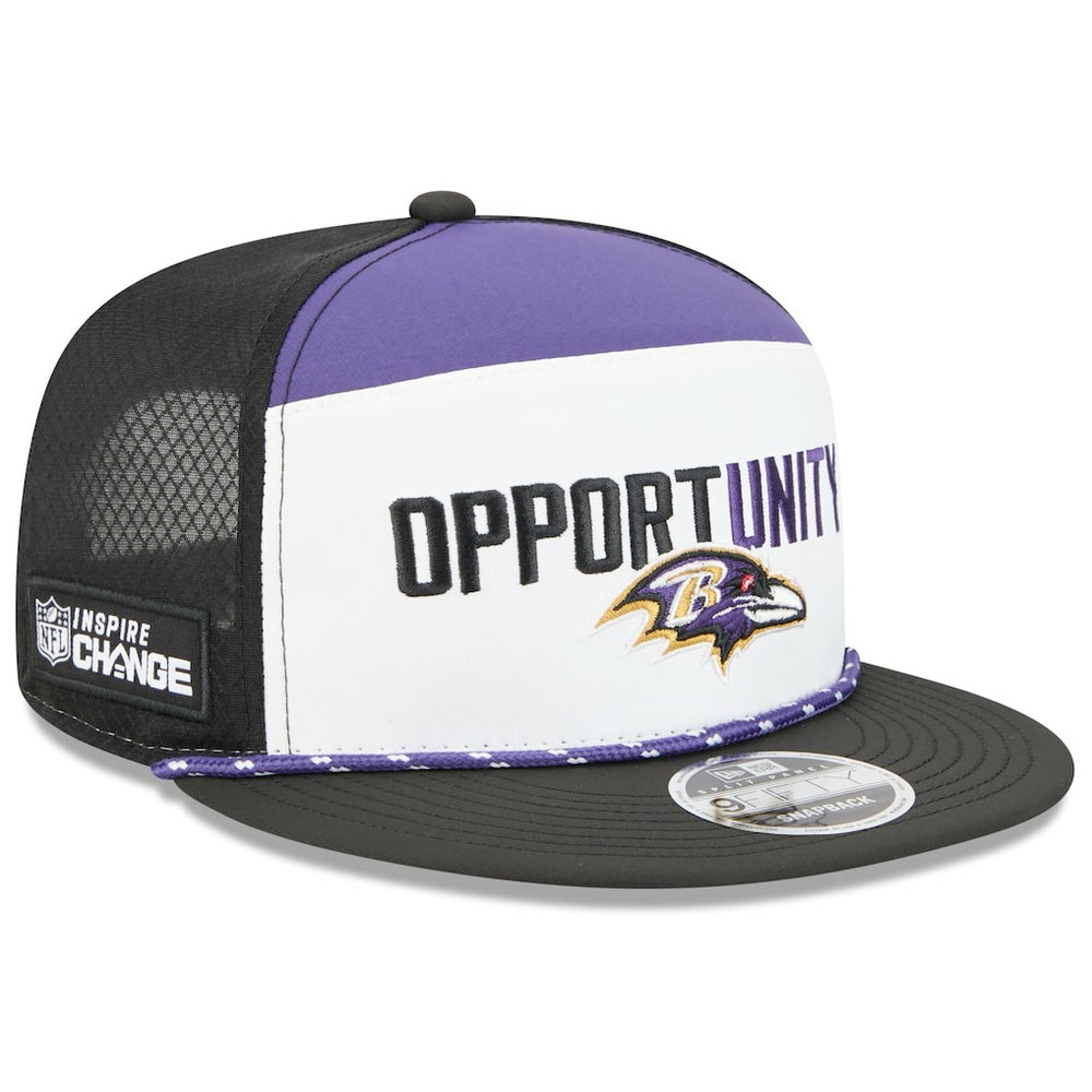 Baltimore Ravens New Era 2025 Inspire Change Split Panel 9FIFTY Snapback Hat White/Black