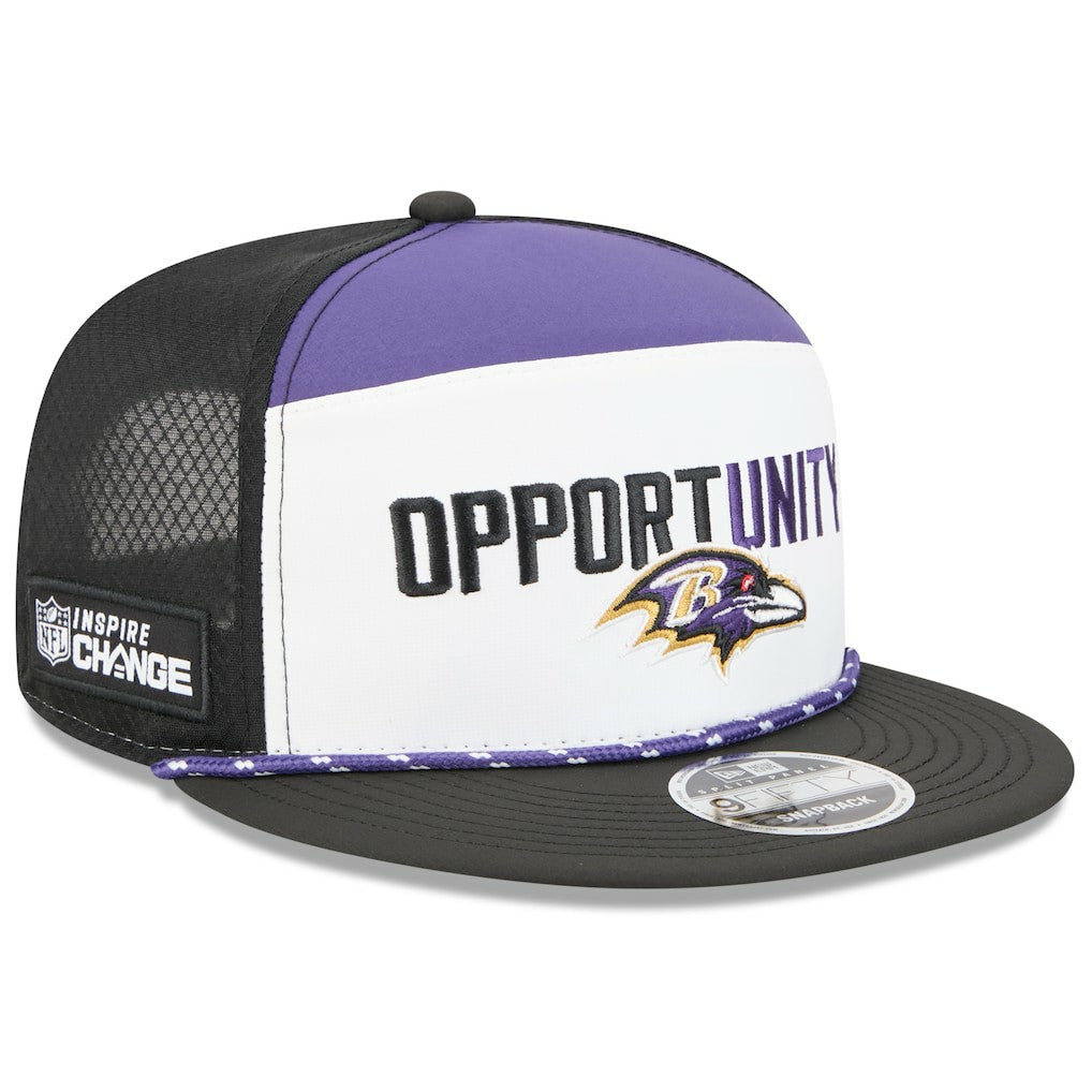 Baltimore Ravens New Era 2025 Inspire Change Split Panel 9FIFTY Snapback Hat White/Black