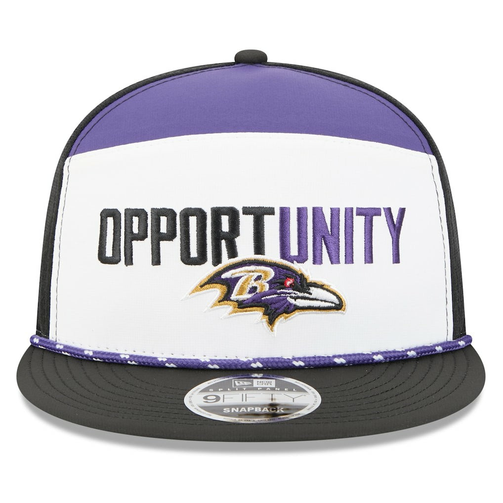 Baltimore Ravens New Era 2025 Inspire Change Split Panel 9FIFTY Snapback Hat White/Black