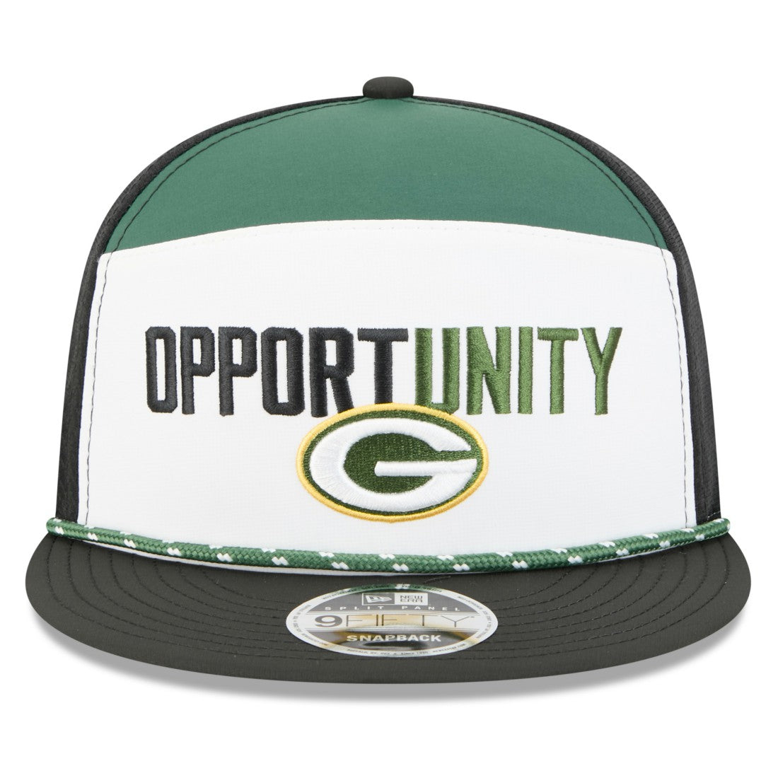 Green Bay Packers New Era 2025 Inspire Change Split Panel 9FIFTY Snapback Hat White/Black