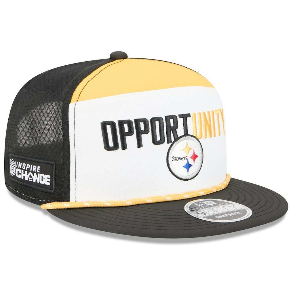 Pittsburgh Steelers New Era 2025 Inspire Change Split Panel 9FIFTY Snapback Hat White/Black