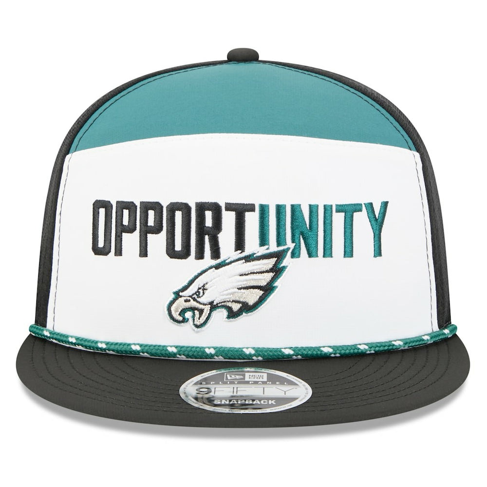 Philadelphia Eagles New Era 2025 Inspire Change Split Panel 9FIFTY Snapback Hat White/Black