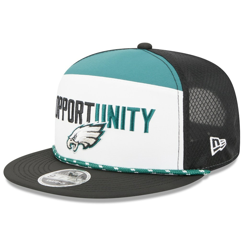 Philadelphia Eagles New Era 2025 Inspire Change Split Panel 9FIFTY Snapback Hat White/Black