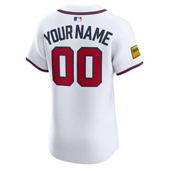 Atlanta Braves Nike Home Elite Sponsor Patch Custom Jersey - White - Nike on Sale