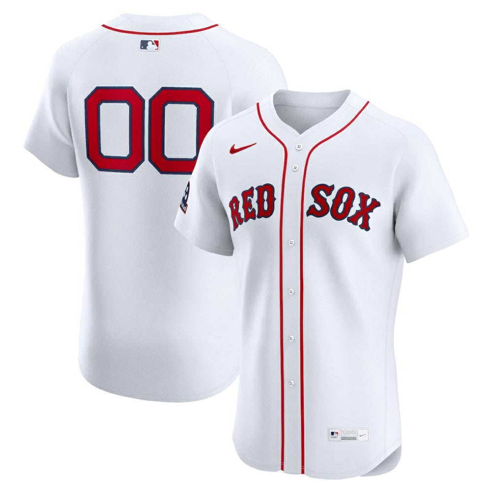 Boston Red Sox Nike Home Elite Sponsor Patch Custom Jersey - White - Nike Sale