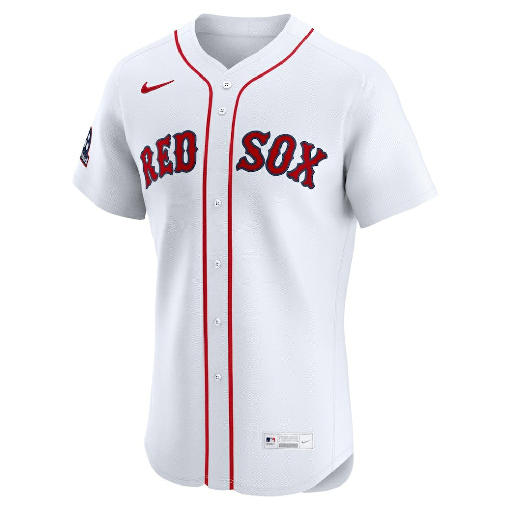 Boston Red Sox Nike Home Elite Sponsor Patch Custom Jersey - White - Nike Sale