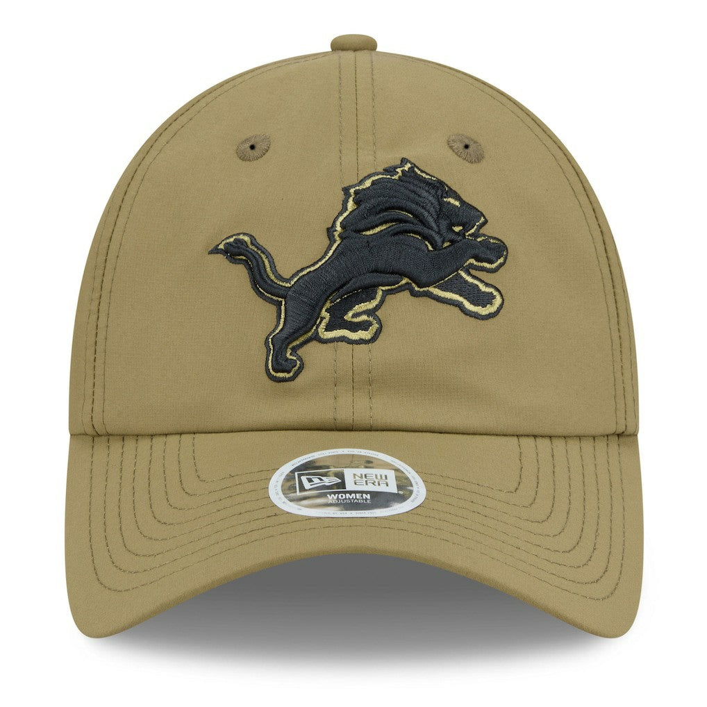 Detroit Lions New Era Women's 2025 Salute to Service Pony Tail Adjustable Hat Green