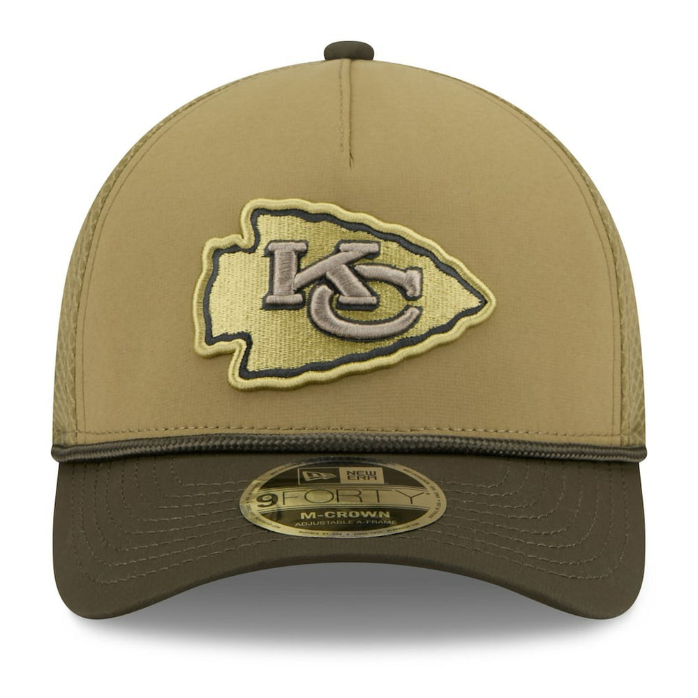 Kansas City Chiefs New Era Youth 2025 Salute to Service 9FORTY A-Frame Adjustable Hat Green/Dark Green