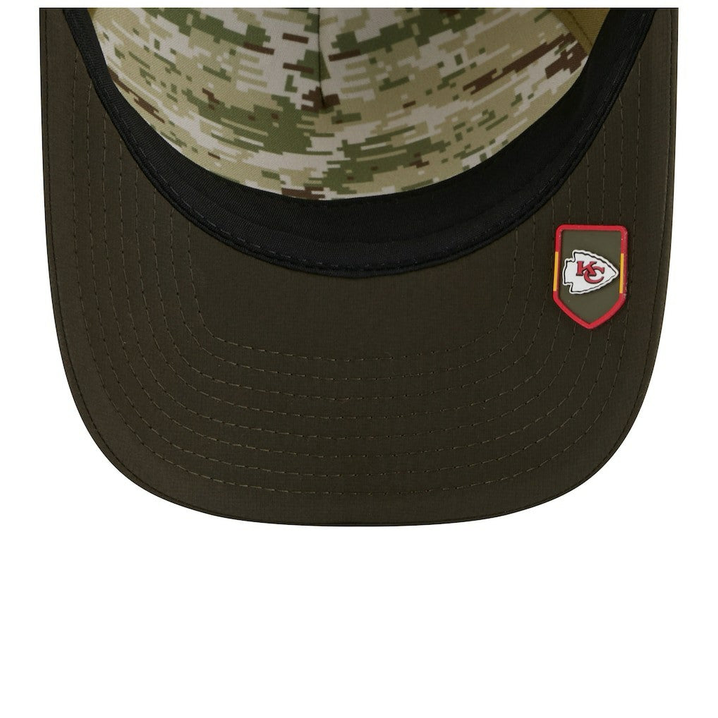 Kansas City Chiefs New Era Youth 2025 Salute to Service 9FORTY A-Frame Adjustable Hat Green/Dark Green