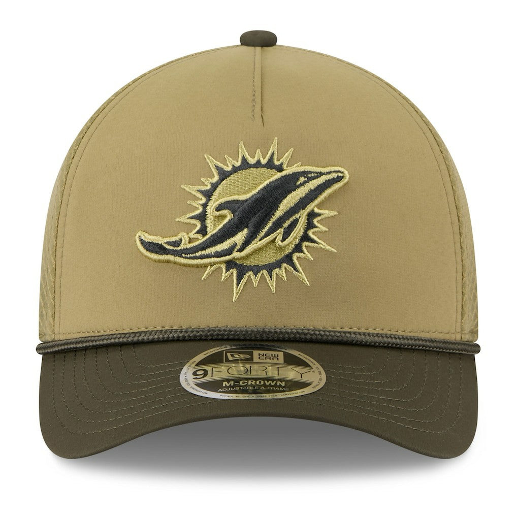 Miami Dolphins New Era Youth 2025 Salute to Service 9FORTY A-Frame Adjustable Hat Green/Dark Green