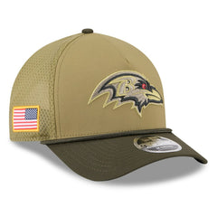 Baltimore Ravens New Era Youth 2025 Salute to Service 9FORTY A-Frame Adjustable Hat Green/Dark Green