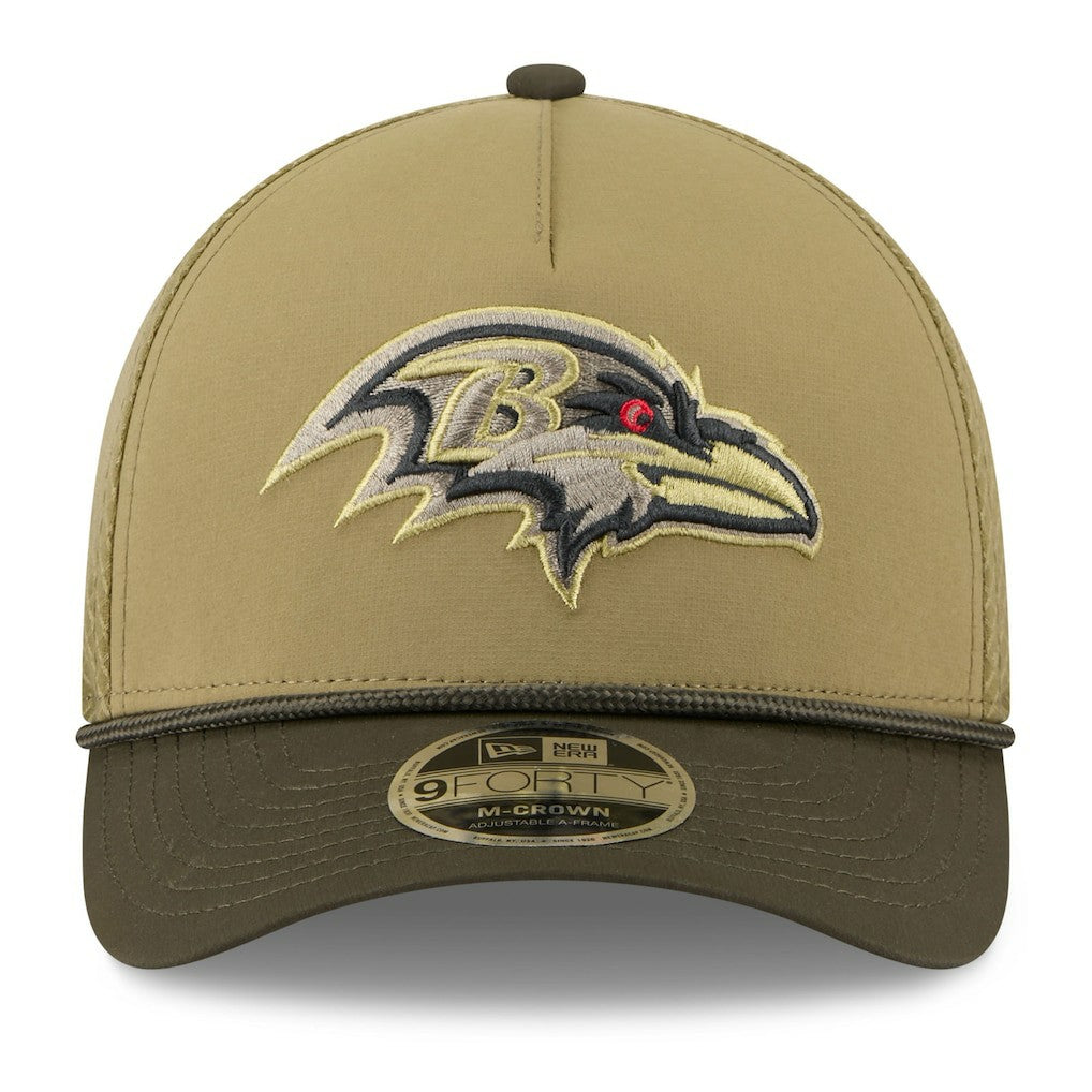 Baltimore Ravens New Era Youth 2025 Salute to Service 9FORTY A-Frame Adjustable Hat Green/Dark Green