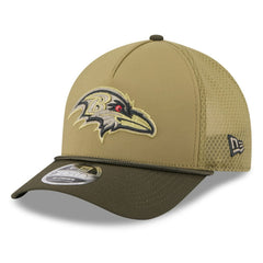 Baltimore Ravens New Era Youth 2025 Salute to Service 9FORTY A-Frame Adjustable Hat Green/Dark Green