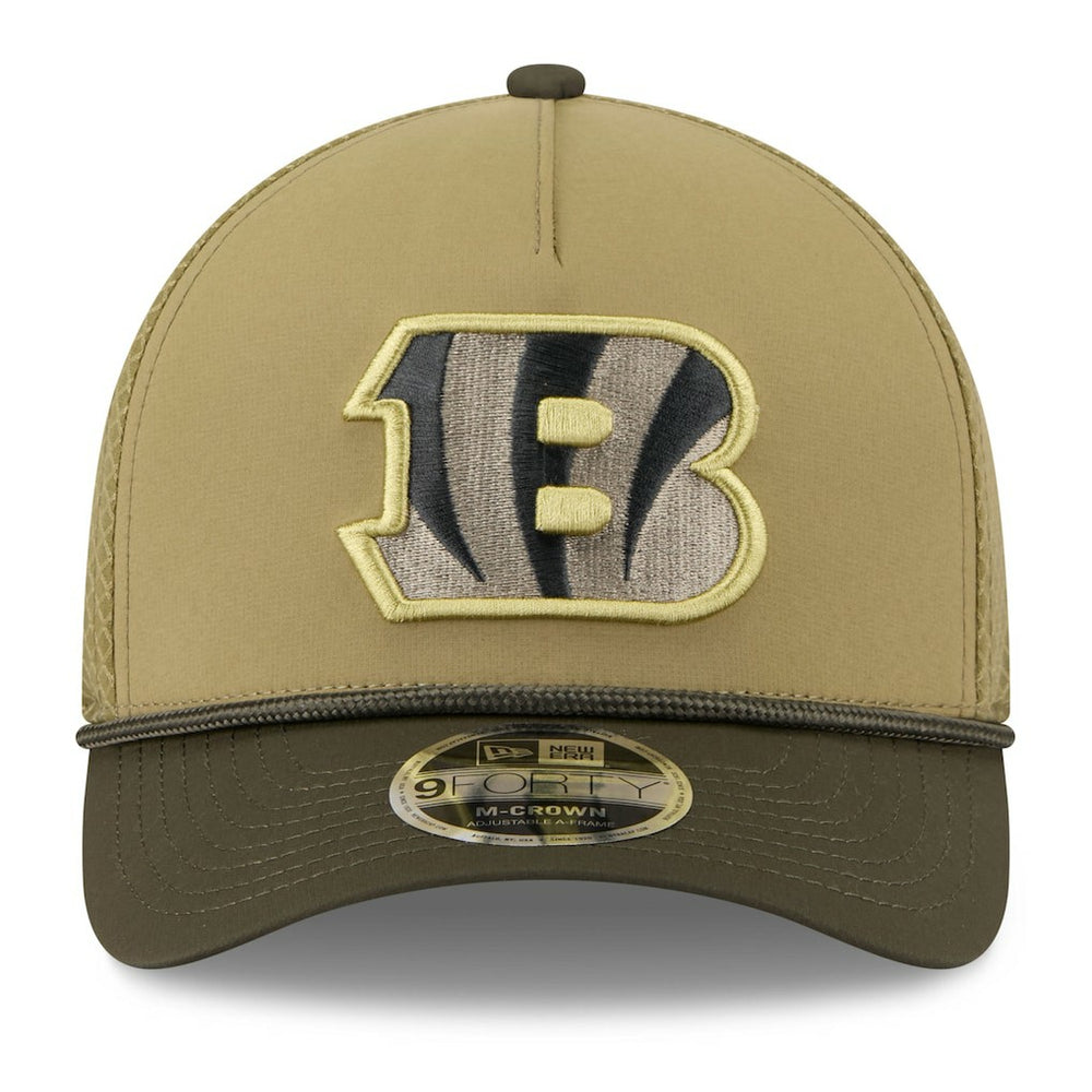 Cincinnati Bengals New Era Youth 2025 Salute to Service 9FORTY A-Frame Adjustable Hat Green/Dark Green