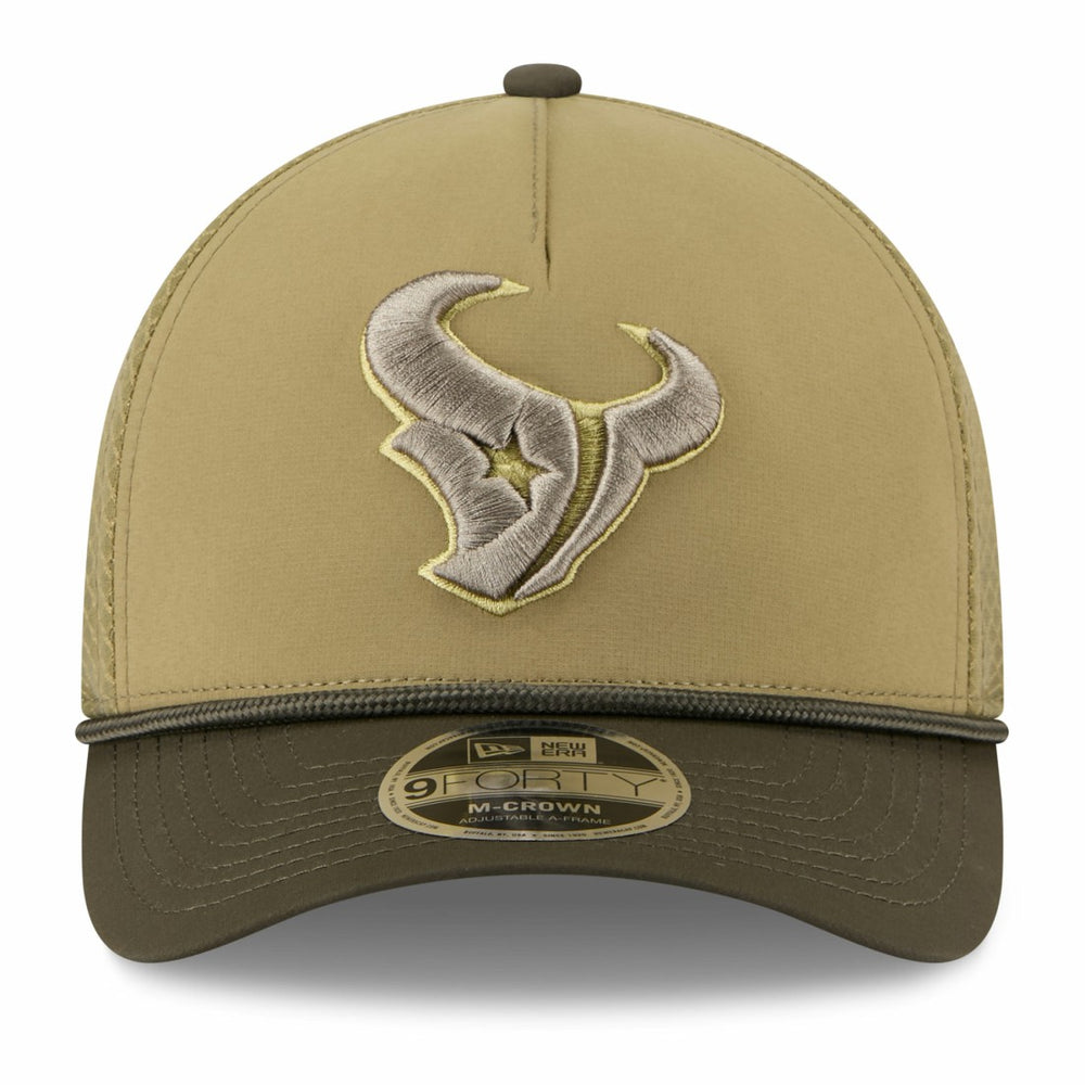 Houston Texans New Era Youth 2025 Salute to Service 9FORTY A-Frame Adjustable Hat Green/Dark Green
