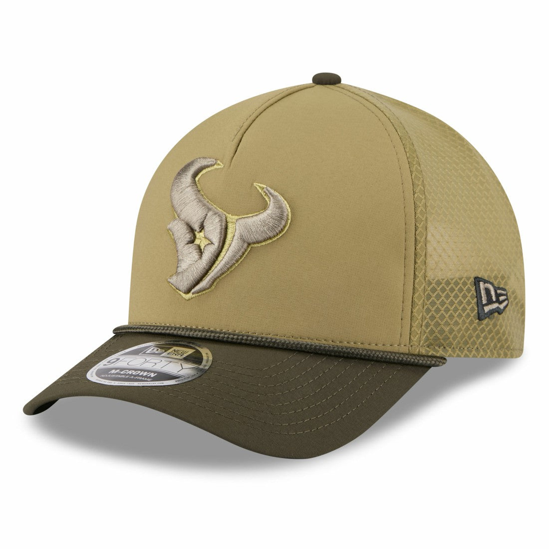 Houston Texans New Era Youth 2025 Salute to Service 9FORTY A-Frame Adjustable Hat Green/Dark Green