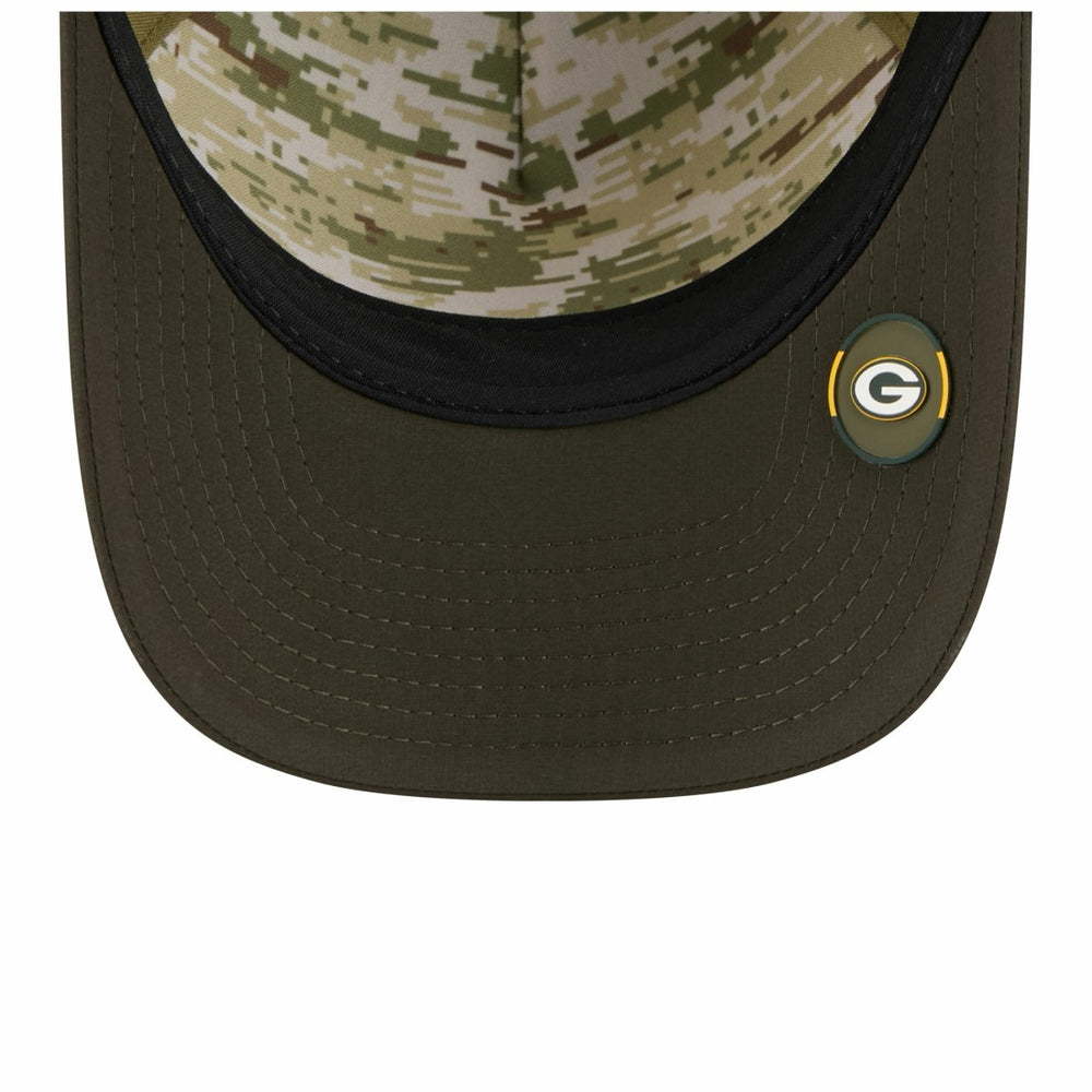 Green Bay Packers New Era Youth 2025 Salute to Service 9FORTY A-Frame Adjustable Hat Green/Dark Green