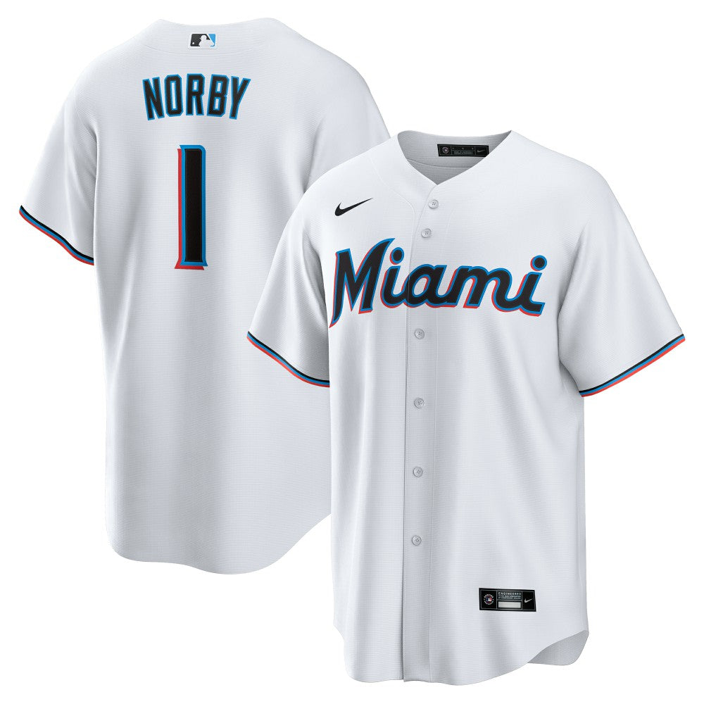 Connor Norby Miami Marlins Nike Home Replica Jersey - White - Nike Sale