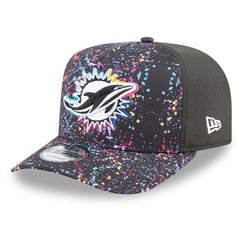 Miami Dolphins New Era 2025 NFL Crucial Catch A-Frame 9FIFTY Snapback Hat Black