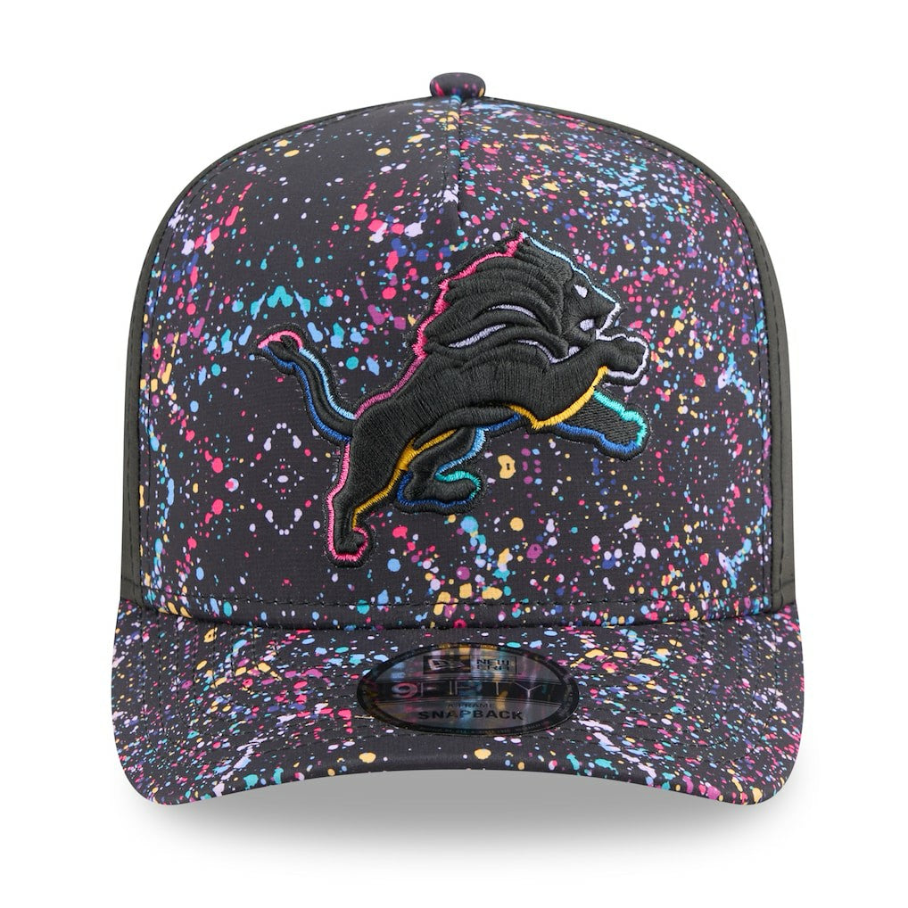 Detroit Lions New Era 2025 NFL Crucial Catch A-Frame 9FIFTY Snapback Hat Black