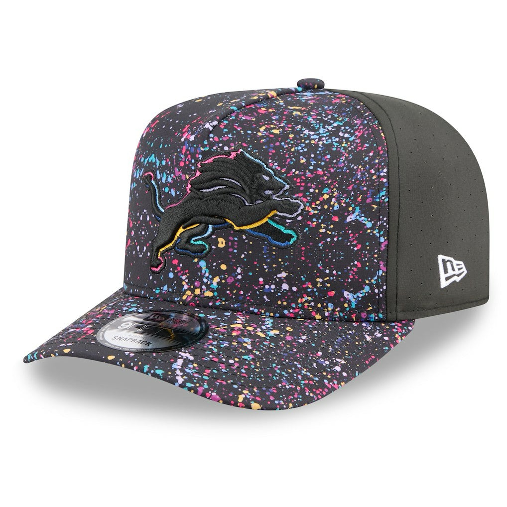Detroit Lions New Era 2025 NFL Crucial Catch A-Frame 9FIFTY Snapback Hat Black
