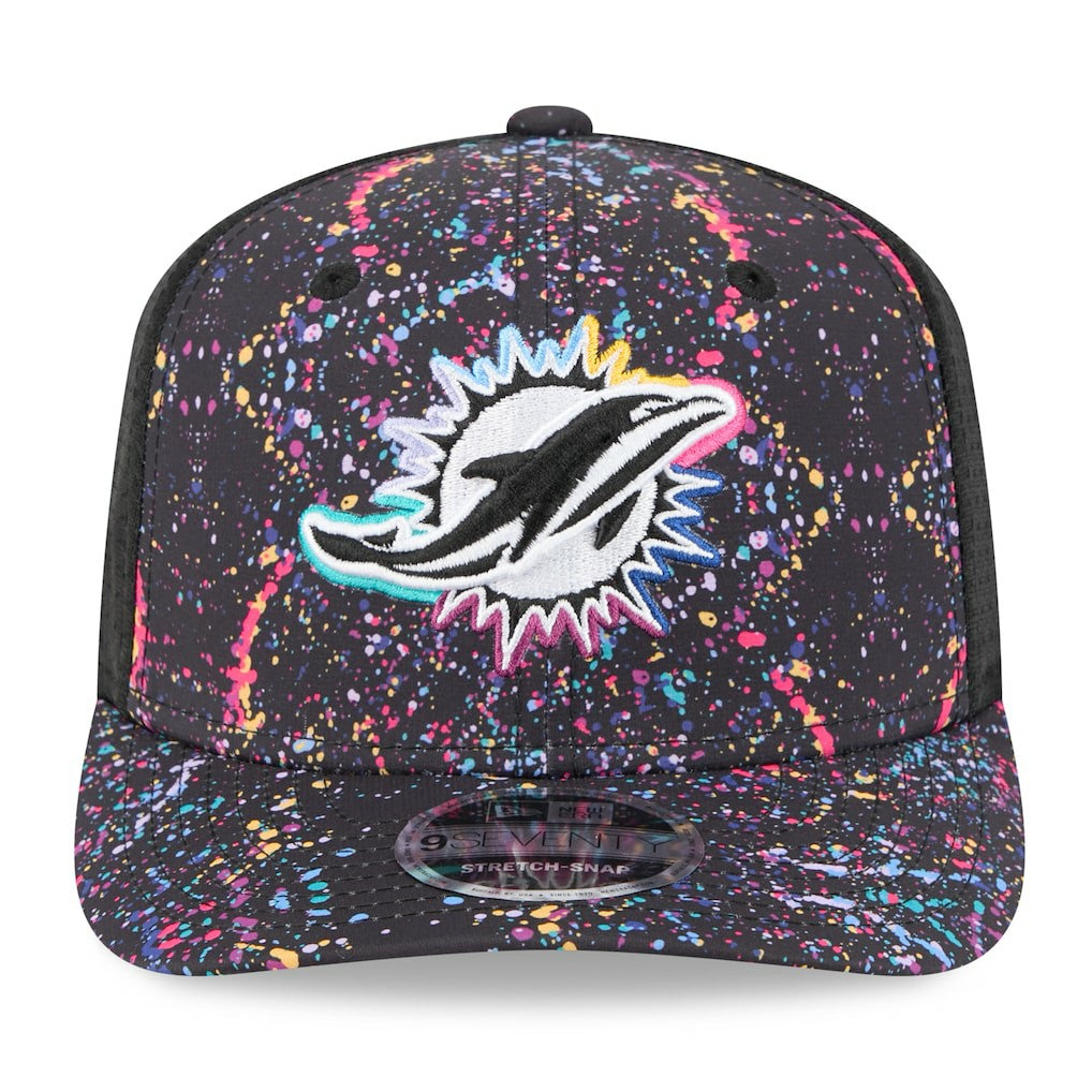 Miami Dolphins New Era 2025 NFL Crucial Catch 9SEVENTY Adjustable Hat Black