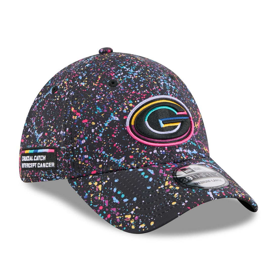 Green Bay Packers New Era 2025 NFL Crucial Catch 39THIRTY Flex Hat Black