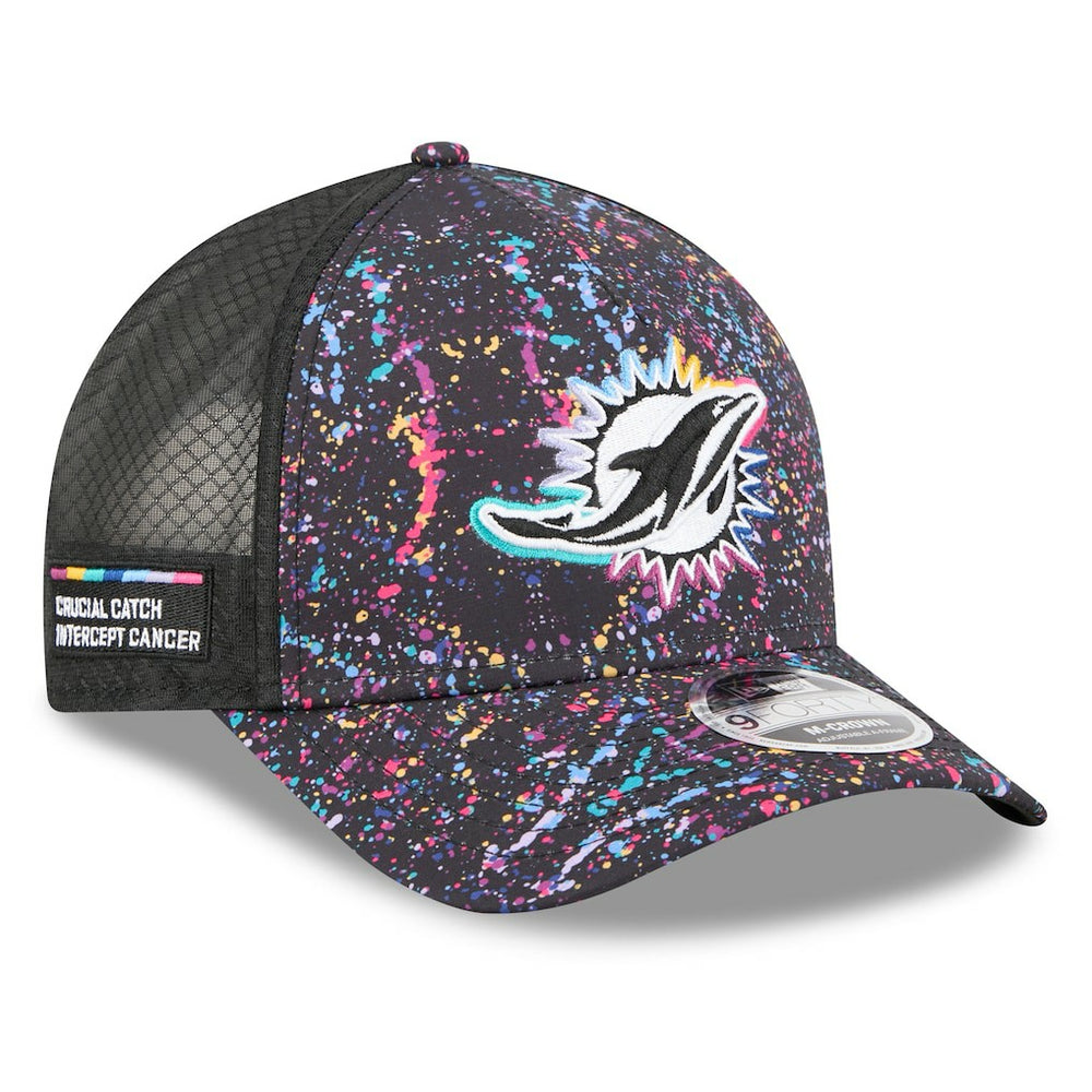 Miami Dolphins New Era 2025 NFL Crucial Catch 9FORTY Adjustable Hat Black