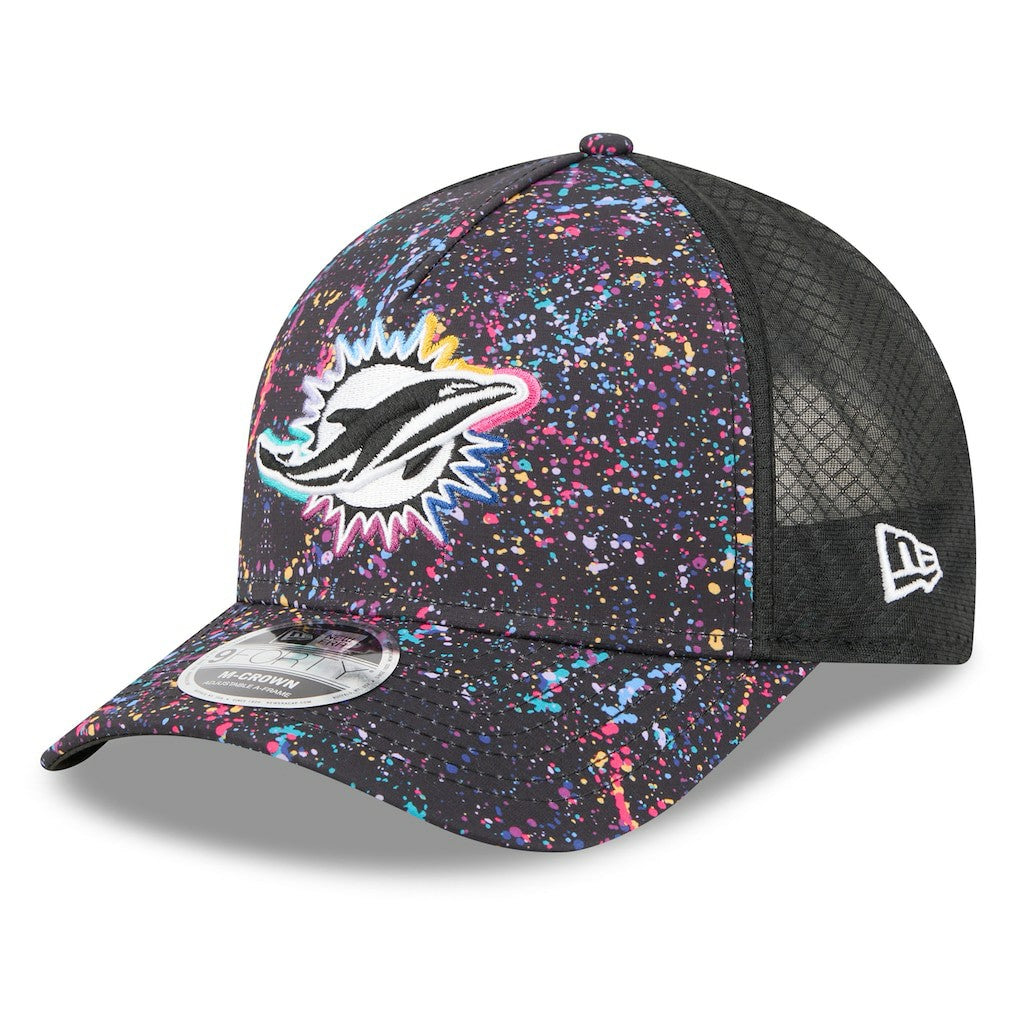 Miami Dolphins New Era 2025 NFL Crucial Catch 9FORTY Adjustable Hat Black