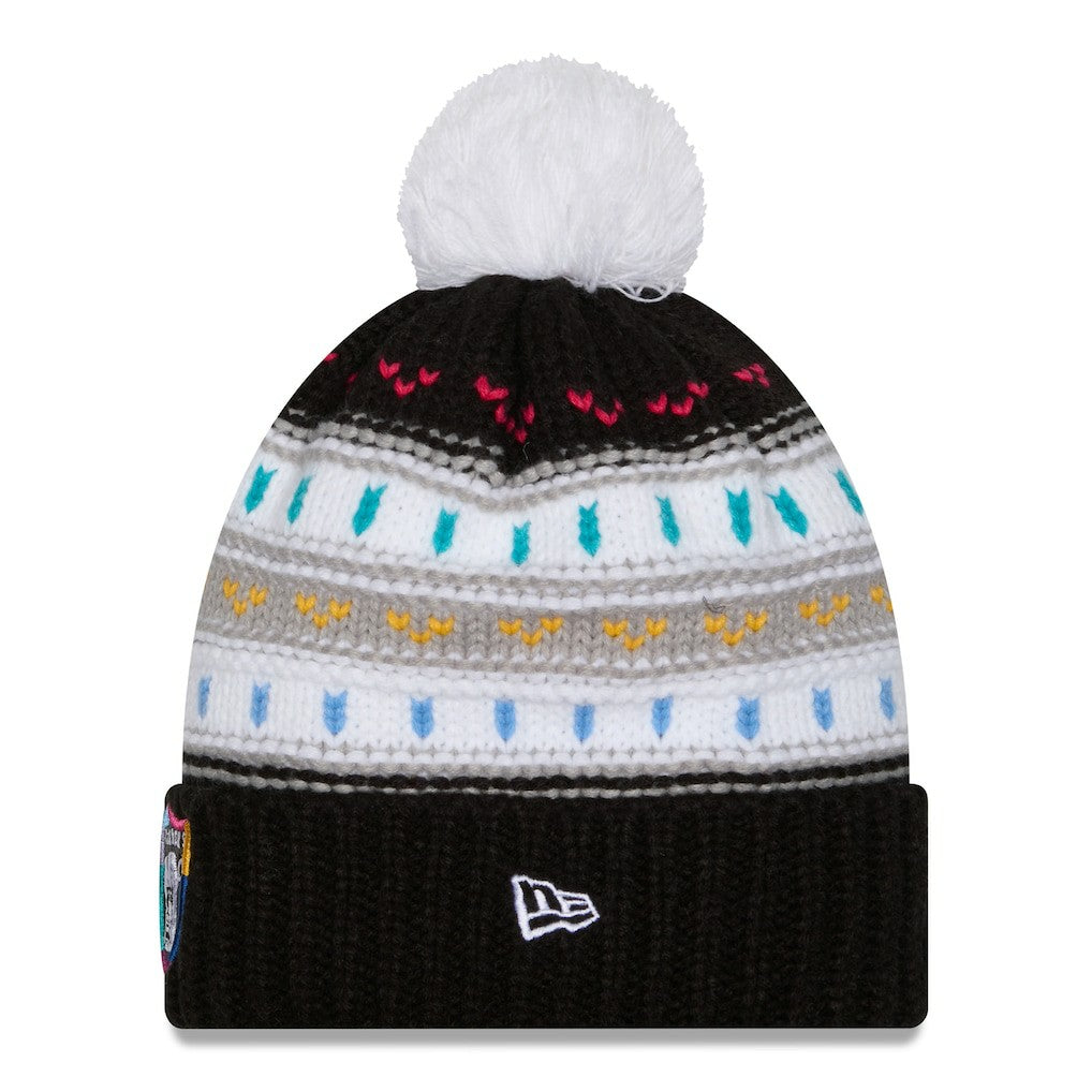Las Vegas Raiders New Era Women's 2025 NFL Crucial Catch Cuffed Knit Hat with Pom Black