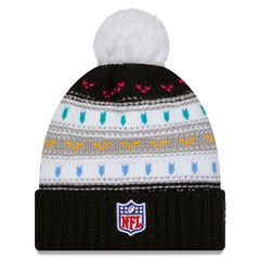Los Angeles Chargers New Era Women's 2025 NFL Crucial Catch Cuffed Knit Hat with Pom Black