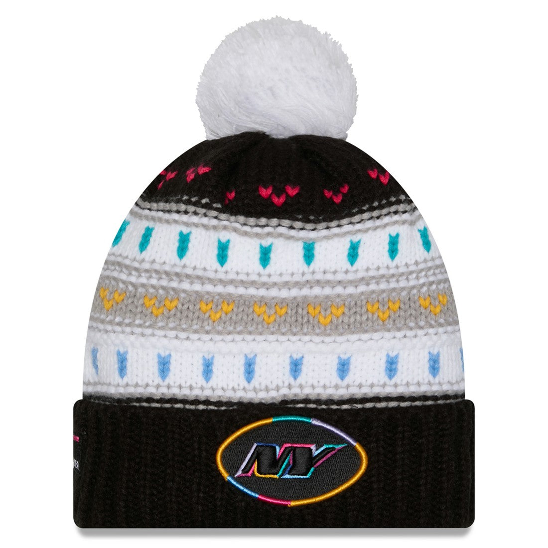 New York Jets New Era Women's 2025 NFL Crucial Catch Cuffed Knit Hat with Pom Black