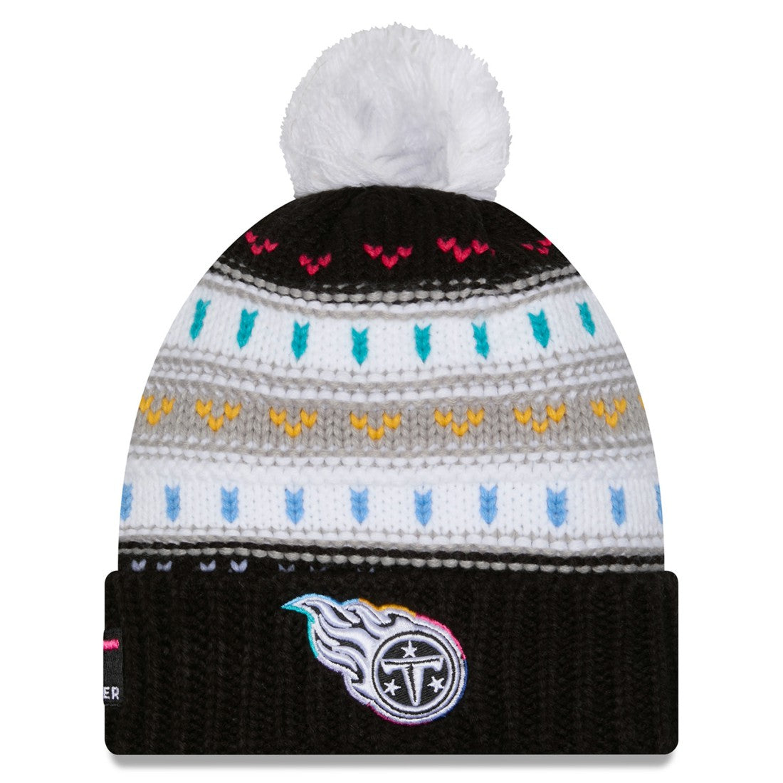 Tennessee Titans New Era Women's 2025 NFL Crucial Catch Cuffed Knit Hat with Pom Black