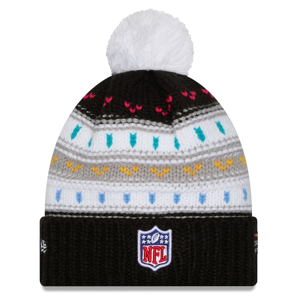 Miami Dolphins New Era Women's 2025 NFL Crucial Catch Cuffed Knit Hat with Pom Black