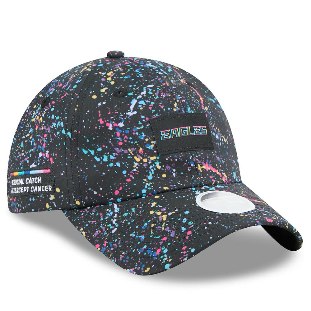 Philadelphia Eagles New Era Women's 2025 NFL Crucial Catch Pony Tail Adjustable Hat Black