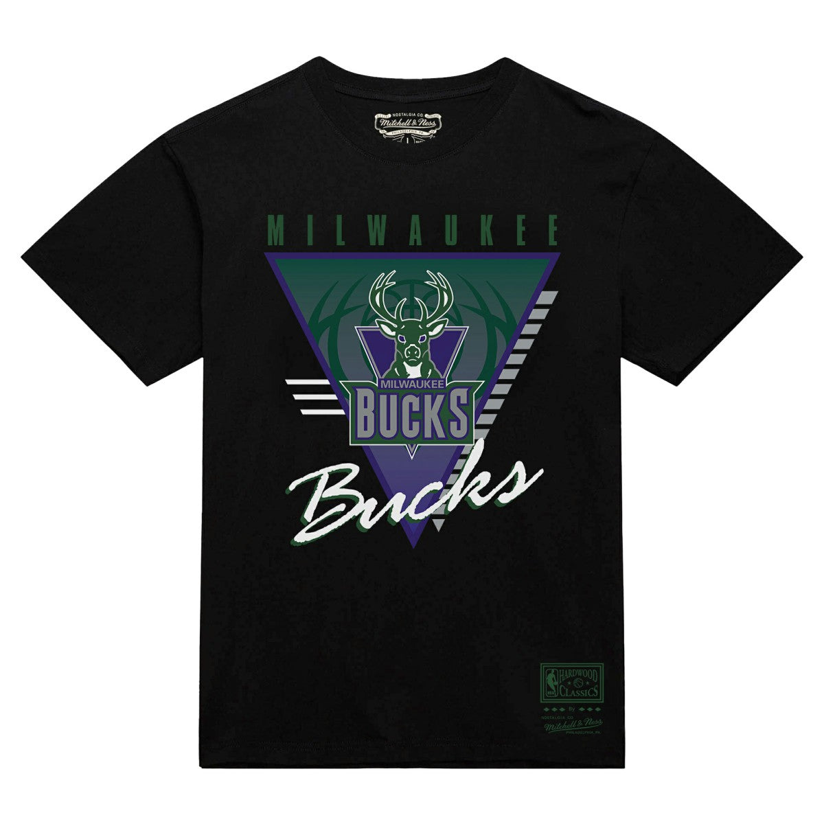 Milwaukee Bucks Worldwide Collection Tri-Logo T-Shirt Black | Mitchell & Ness Lifestyle