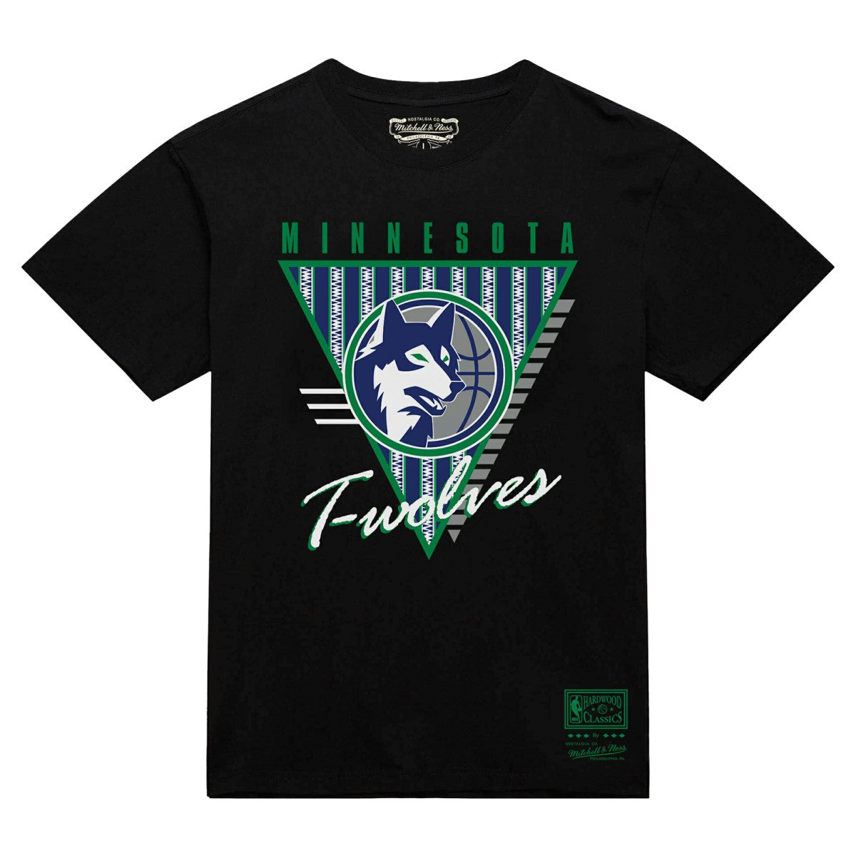 Minnesota Timberwolves Worldwide Collection Tri-Logo T-Shirt Black | Mitchell & Ness for sale