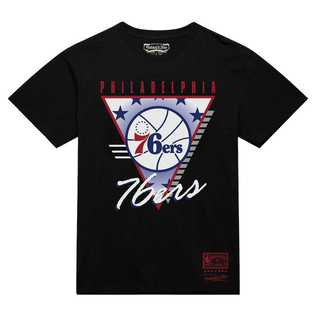 Philadelphia 76ers Worldwide Collection Tri-Logo T-Shirt Black | Mitchell & Ness US